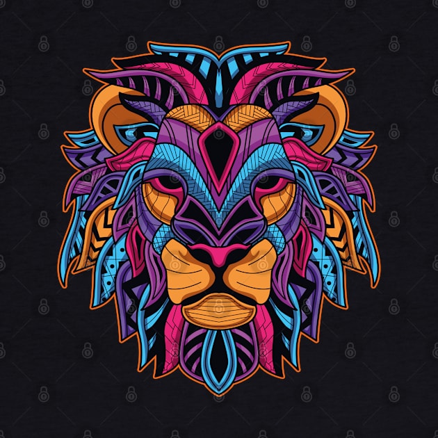 Neon Lion Head by cartoonbug